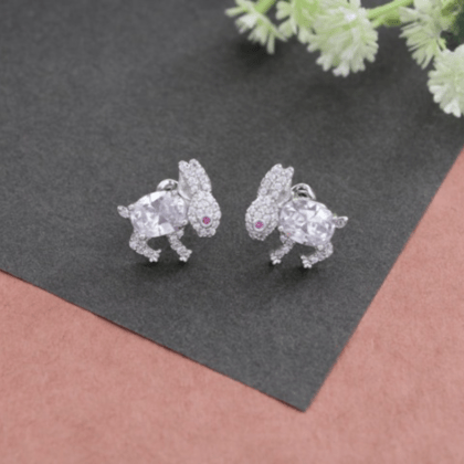 Earring | Ear stud | Silver plated cz ear stud for girls & women