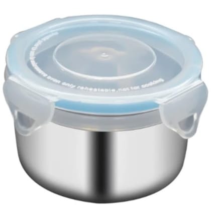 MANNAT Detachable Clip Lock Airtight Leakproof Stainless Steel Storage Container with Plastic Lid,450ml(1 Piece)