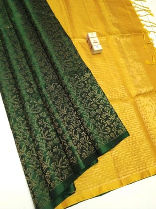 Pure Kanchipuram Soft Silk Saree with Broad Zari Brocade One Side Bord –  Scarlet Thread