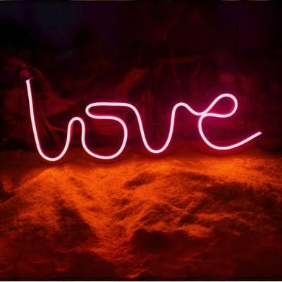 OVG Love Neon Sign Board LED Light Size 8 inch × 16 inch Pink Neon For Wall Decor, Gifts and all Occasions (1 piece light with Adapter)