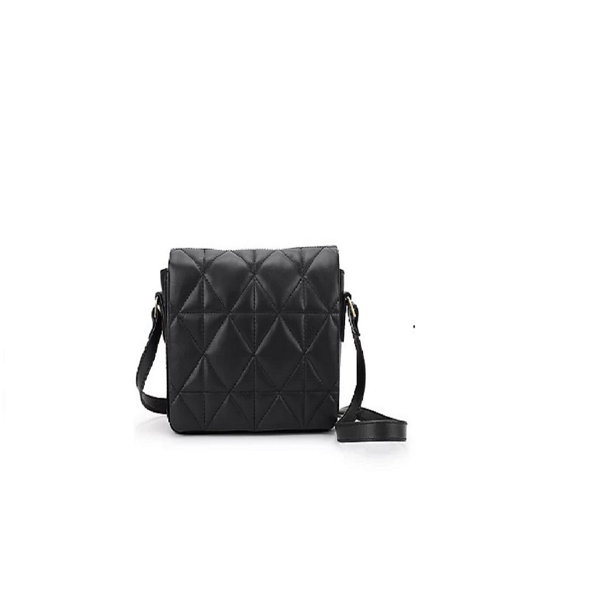 Lychee bags Pu Quilted Black Sling Bag