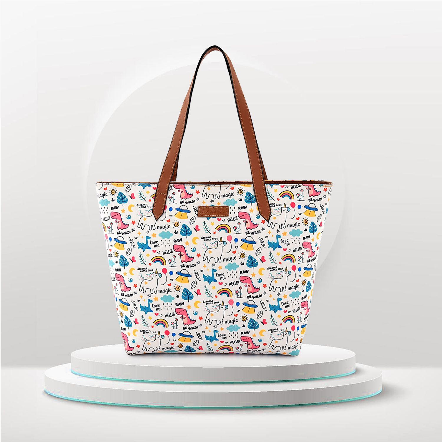 Lychee bags Women Printed White Canvas Tote Bags