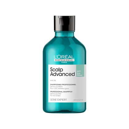 Loreal Professionnel Scalp Advanced Anti-Oiliness Dermo-Purifier Shampoo | For Oily Scalp | With AHA (300 ml)