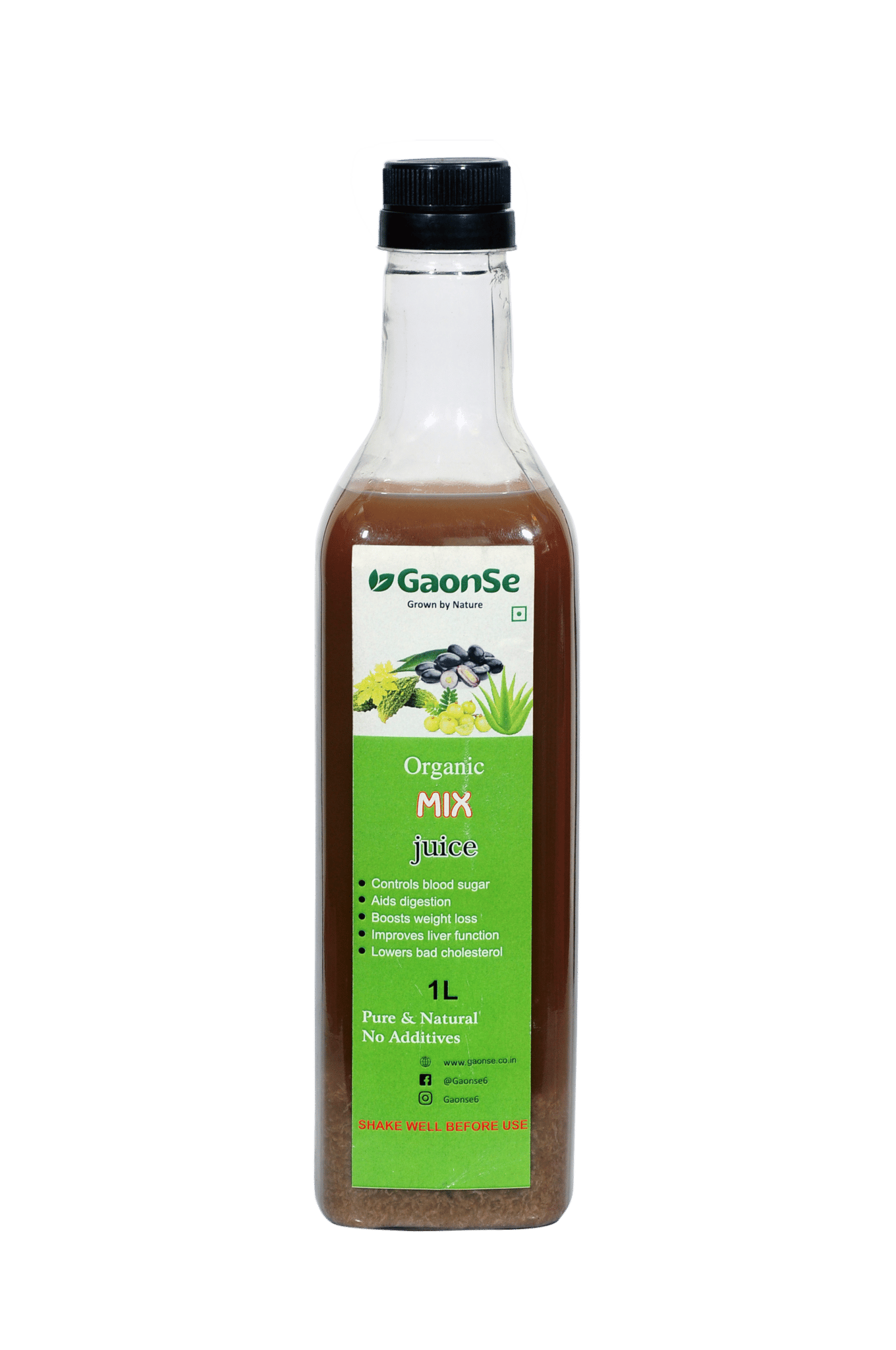 GAONSE ORGANIC MIX JUICE ( JAMUN , AMLA , KARELA ,ALOE VERA ) 1 LITRE