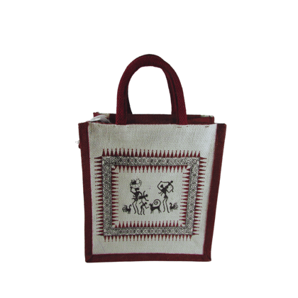 Inbag Jute Bag (Adivasi) for Lunch Box, Go Green MultiPurpose Jute Bag for Office/College/School/Tiffin/Shopping/Grocery Bag, Eco-Friendly Bag For Men, Women and Kids