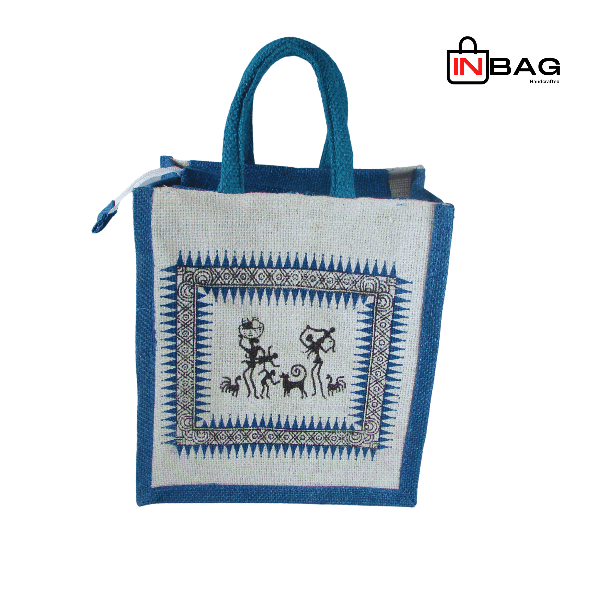 Inbag Jute Bag (Adivasi) for Lunch Box, Go Green MultiPurpose Jute Bag for Office/College/School/Tiffin/Shopping/Grocery Bag, Eco-Friendly Bag For Men, Women and Kids