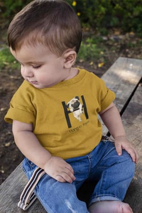 Round Neck T-Shirt (Toddlers) - Hang In There Pug (9 Colours)