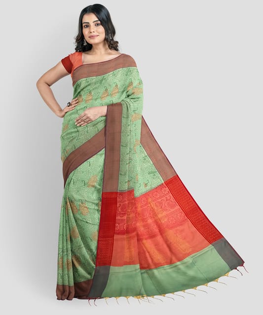Party-wear-light-green-color-saree | Party wear sarees, Off white fashion,  Saree designs