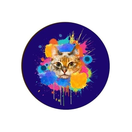 Splishy Splashy Cat Round Coaster