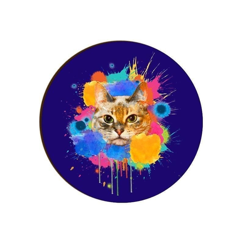 Splishy Splashy Cat Round Coaster