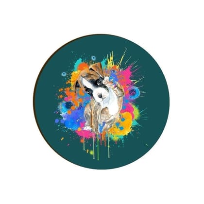 Splashes Of Joy Puppy Round Coaster