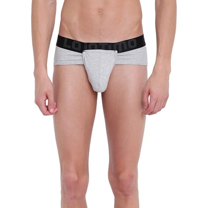 La Intimo Men?s Cotton Spandex Casual Mid Rise Botton Glutton Brief Underwear (Grey)