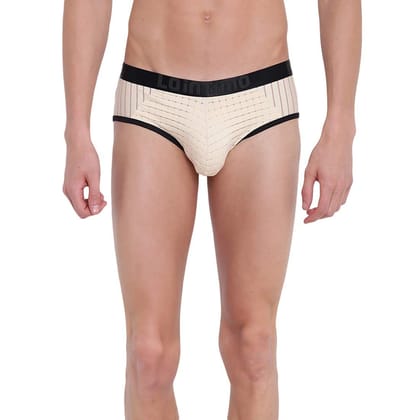 La Intimo Men?s Polyester Spandex Casual Mid Rise Hot Stroke Brief Underwear (Beige)