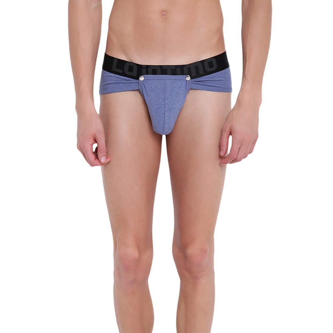 La Intimo Men?s Cotton Spandex Casual Mid Rise Botton Glutton Brief Underwear (Blue)