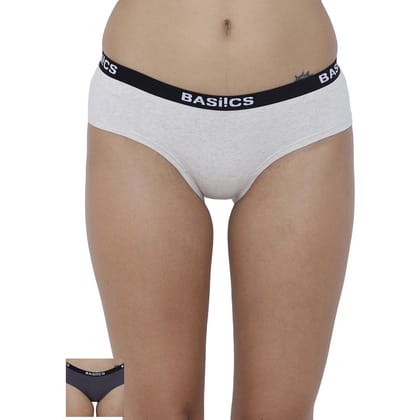 BASIICS by La Intimo Women's Cotton M?lange Elegante Stylish Bikini Panty (Pack of 2)