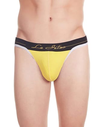 La Intimo Cotton Modal Spandex Men Thongs Underwear (Yellow)