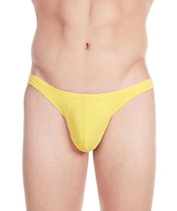 La Intimo Men's Cotton Thongs (Pack of 1) (LITH021YWY_S_Yellow_S)