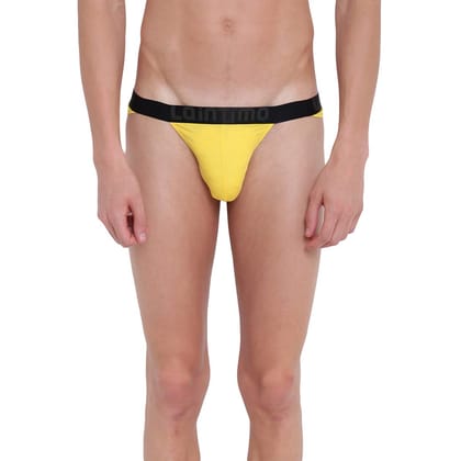 La Intimo Men?s Modal Spandex Evil Appeal Bikini Semiseemless Casual Mid Rise Single Layered Brief Underwear Yellow (M, Yellow)