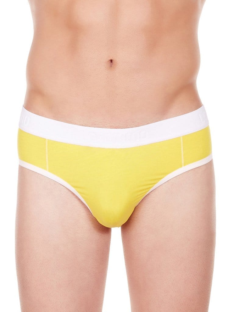 La Intimo Men's Yellow Cotton Modal Spandex Window Jock