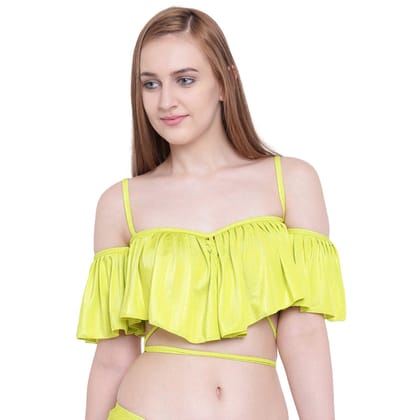 BASIICS by La Intimo Ruffle Buffle Bikini Bra for Women Yellow