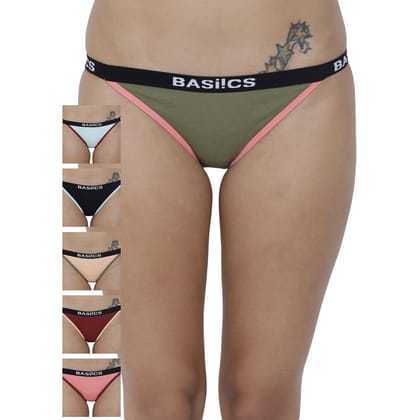 BASIICS by La Intimo Women's Cotton Spandex Moda Brief Panty (Pack of 6)