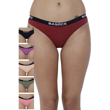 BASIICS by La Intimo Women's Cottonspandex Dulce Candy Brief Panty (Pack of 6)