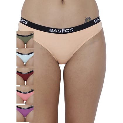 BASIICS by La Intimo Women's Cottonspandex Dulce Candy Brief Panty (Pack of 6)