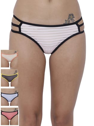 BASIICS by La Intimo Women's Monochrome Linda Sexy Bikini Panty (Pack of 5)