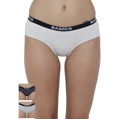 BASIICS by La Intimo Women's Cotton M?lange Elegante Stylish Bikini Panty (Pack of 3)