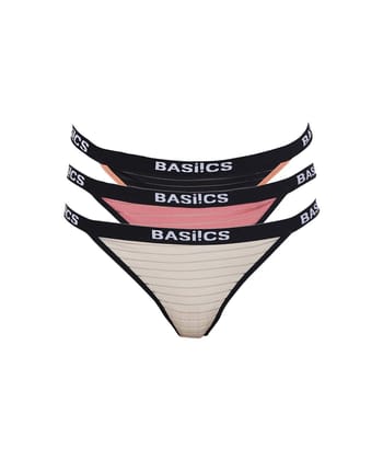 BASIICS by La Intimo-Spank Me (Naughty) Thong(Pack of 5) Multicolour