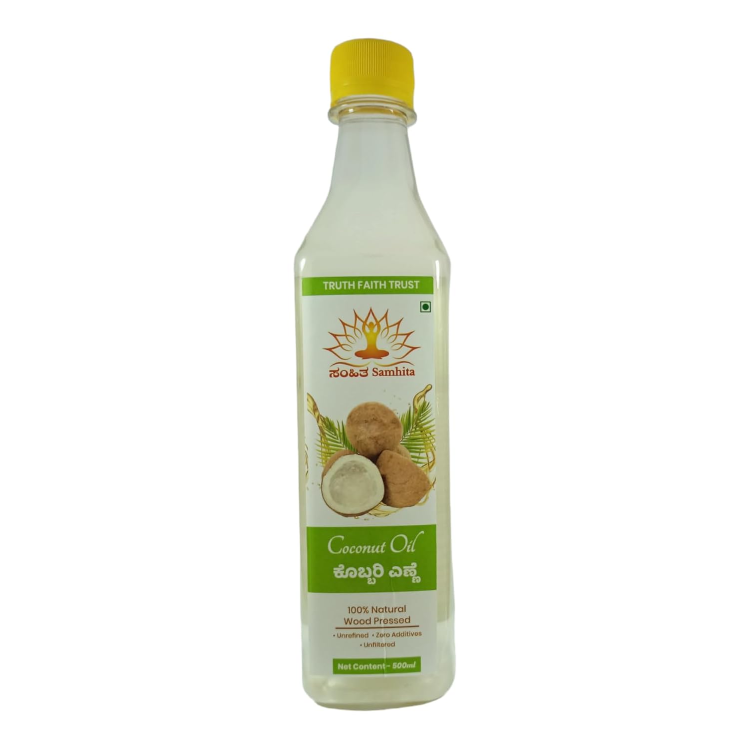 Pure Coconut Oil   100% Natural OIL WOOD PRESSED COLD PRESSED UNFILTERED (500ML )