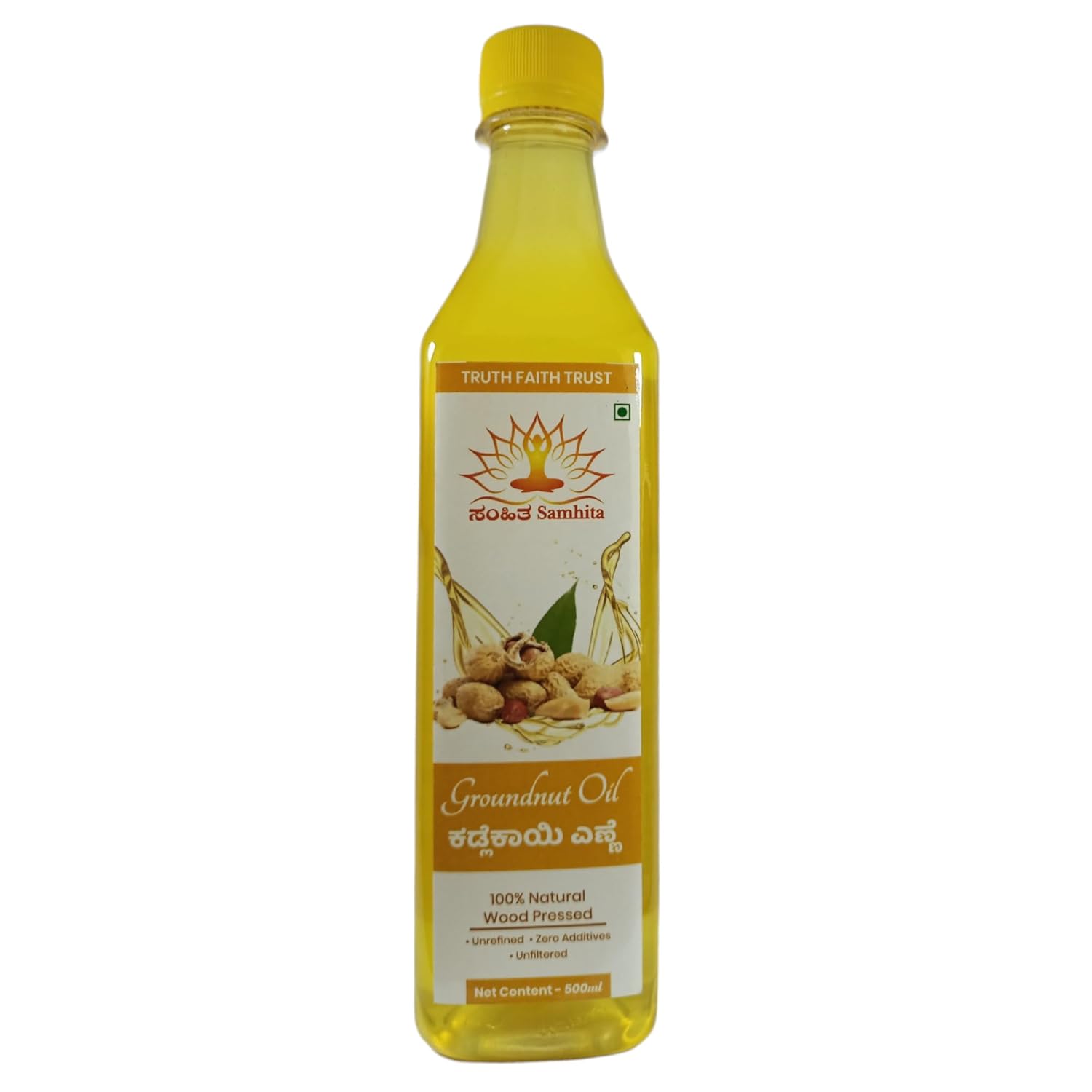 Pure Groundnut OIL 100% Natural OIL WOOD PRESSED COLD PRESSED UNFILTERED - Your Path to Healthier Cooking (500ml)