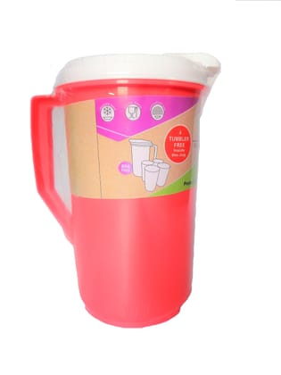 Water and Juice JUG - 2 Liters-with 4 Free Tumbler/Glass (Pink colour)