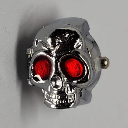 YAKH Chrome Skull (Red Eyes) Ring Watch