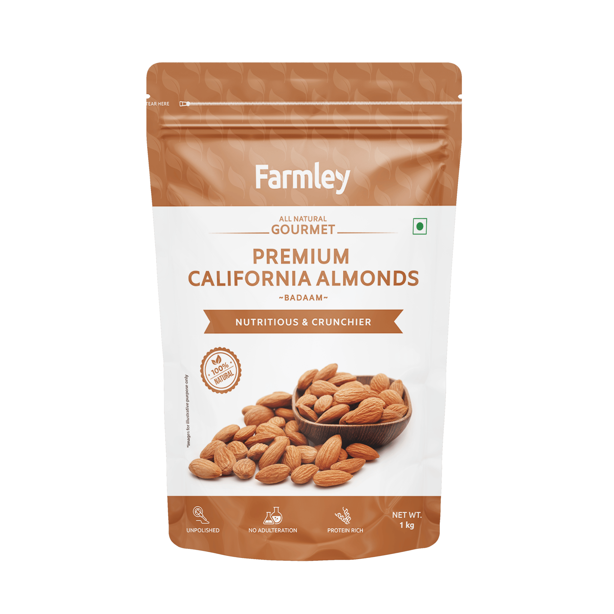 Farmley Premium California Almonds  (1 Kg)