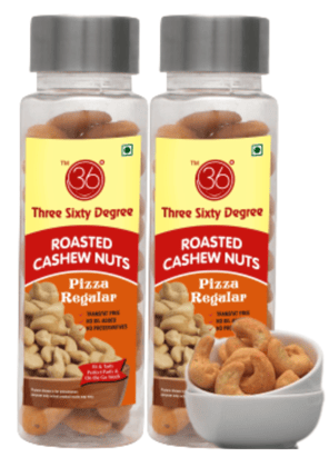 360 Degree Roasted Salted Cashews Nuts| Pizza Kaju, 200gms (2 x 100gms each)