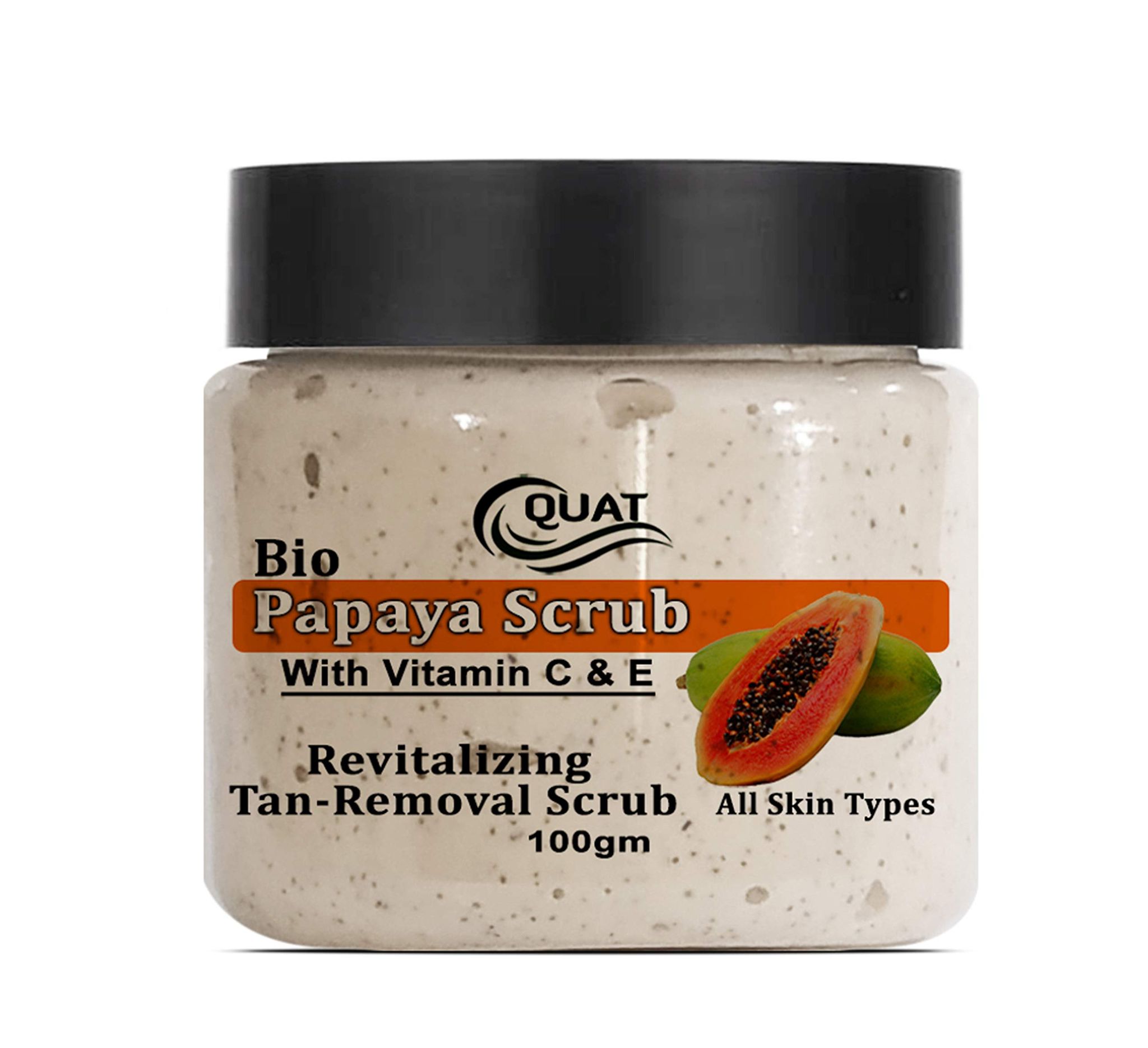 Quat Bio Papaya with Vitamin C & E Revitalizing Tan Removal Face Scrub for Glowing Skin,Oily,Dry Skin,Women,Men