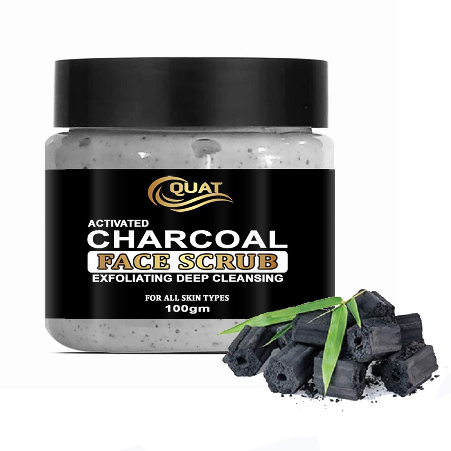 Quat Charcoal Scrub Revitalizing Skin Whitening Face Scrub for Glowing Skin,Oily,Dry Skin for both Women&Men (100gm)