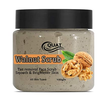 Quat Face Scrub for Glowing Skin, Women, Men (Walnut)