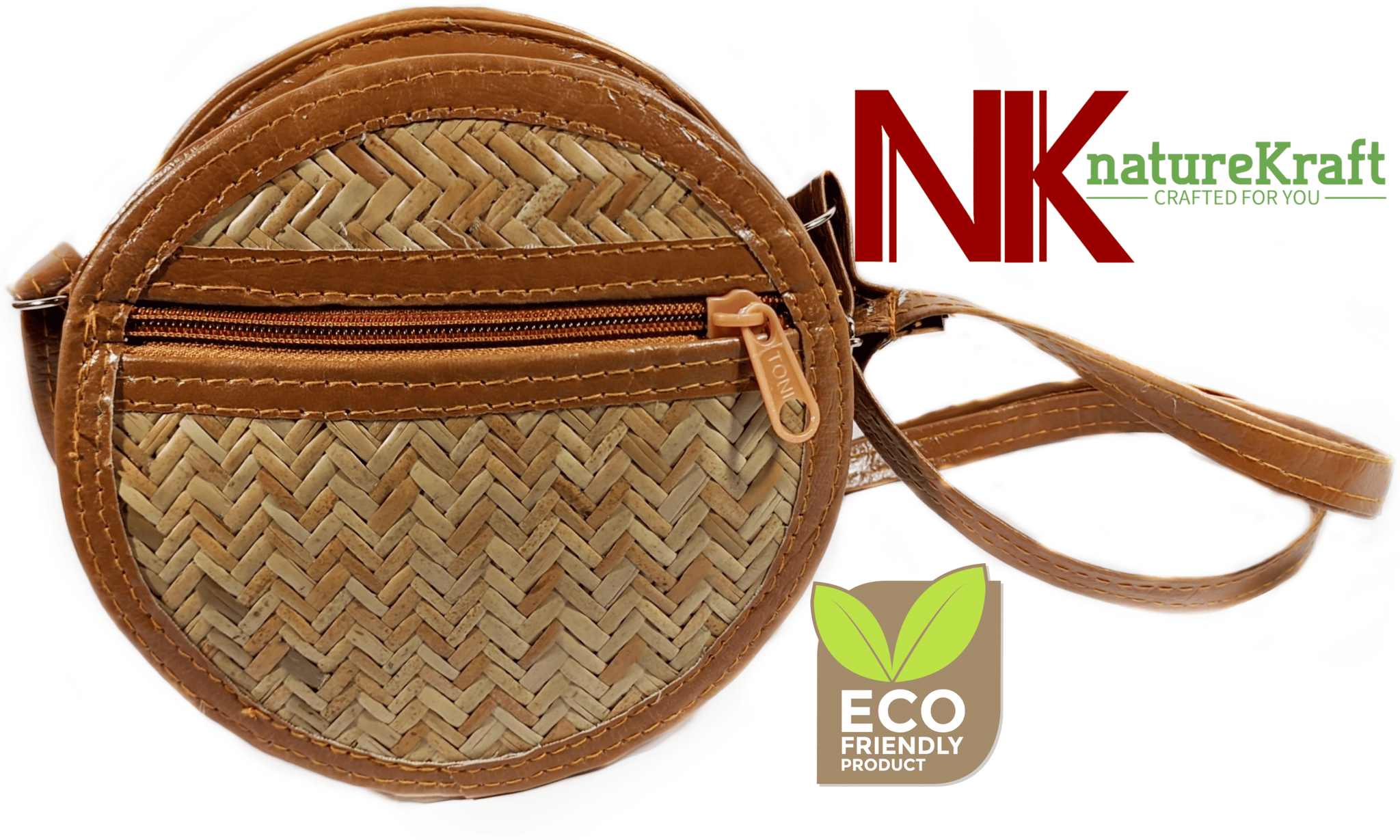 MAMATHINK NatureKraft Hand-Woven Cane Crossbody & Sling Bags ROUND FOR WOMEN