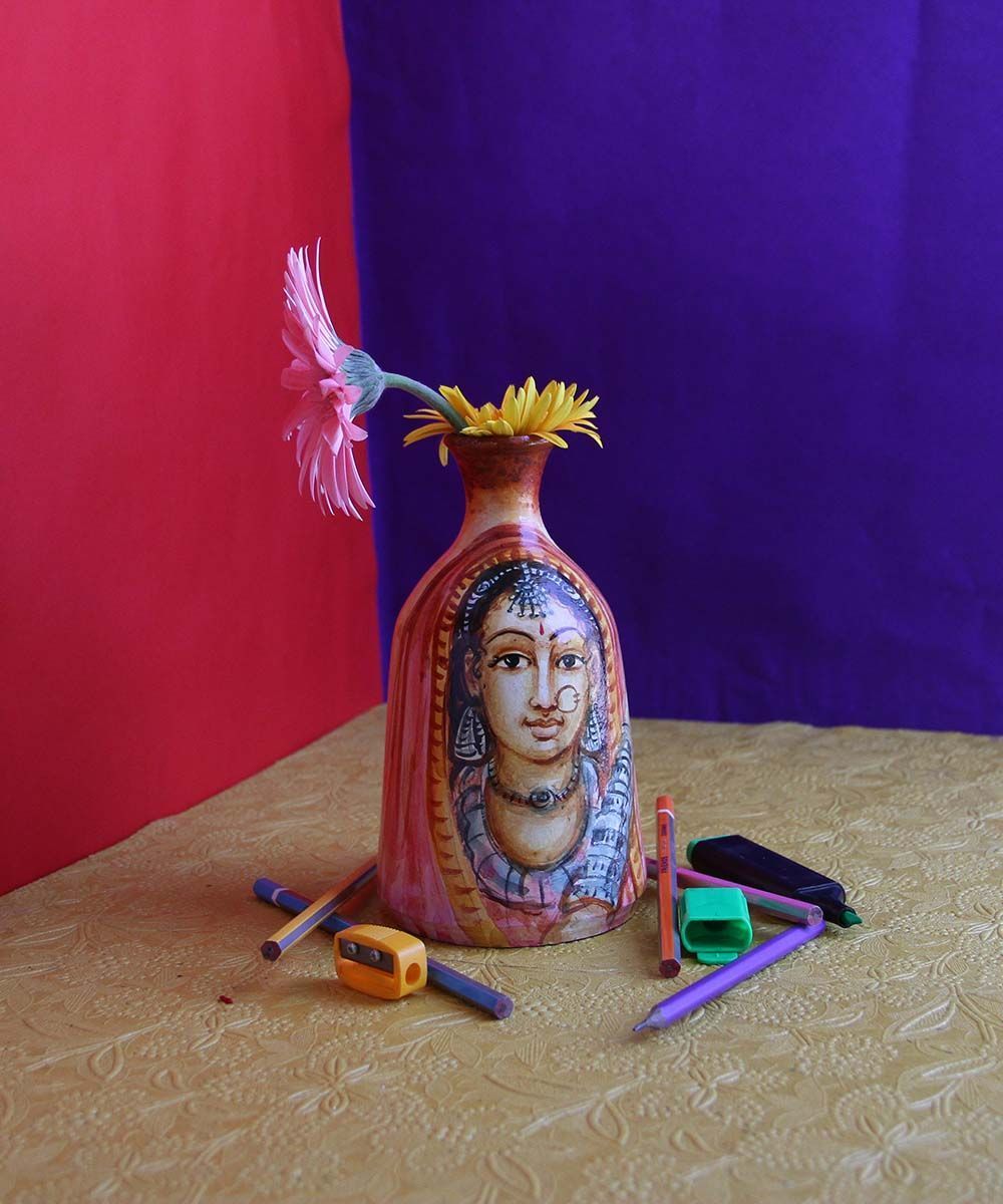 Handmade Multicolour Rajasthani Pink Color Pots