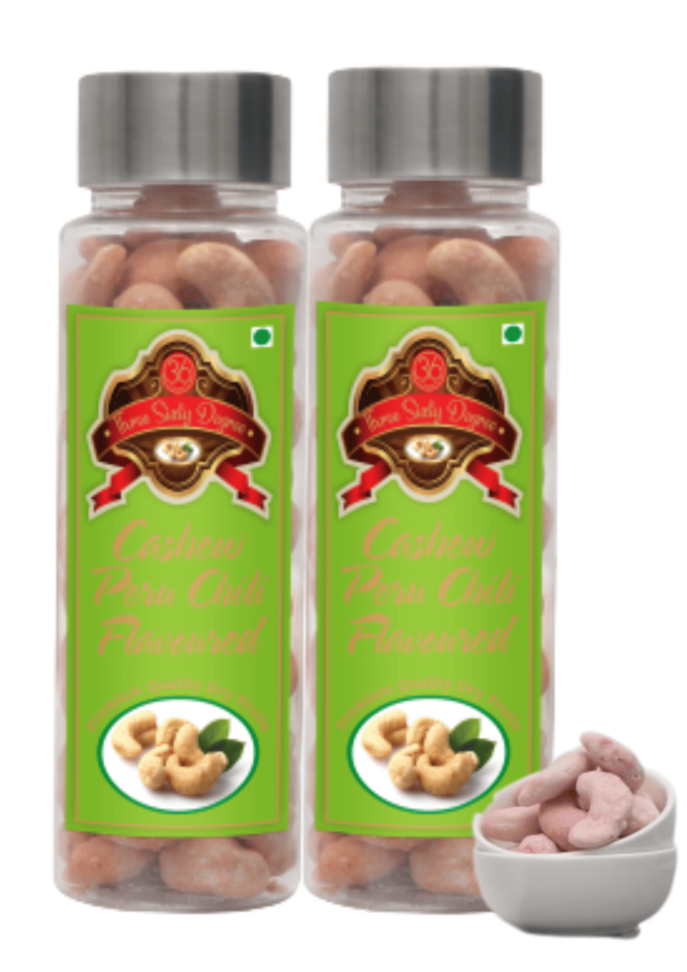 360 Degree Roasted Salted Cashews Nuts| Pink Guava Masala Kaju, 200gms (2 x 100gms each)