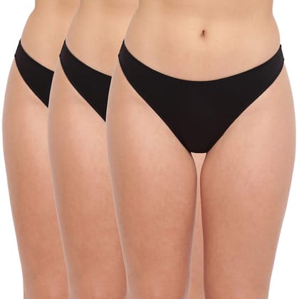 BASIICS by La Intimo-Spank Me (Naughty) Thong(Pack of 3) Black (S, Black)