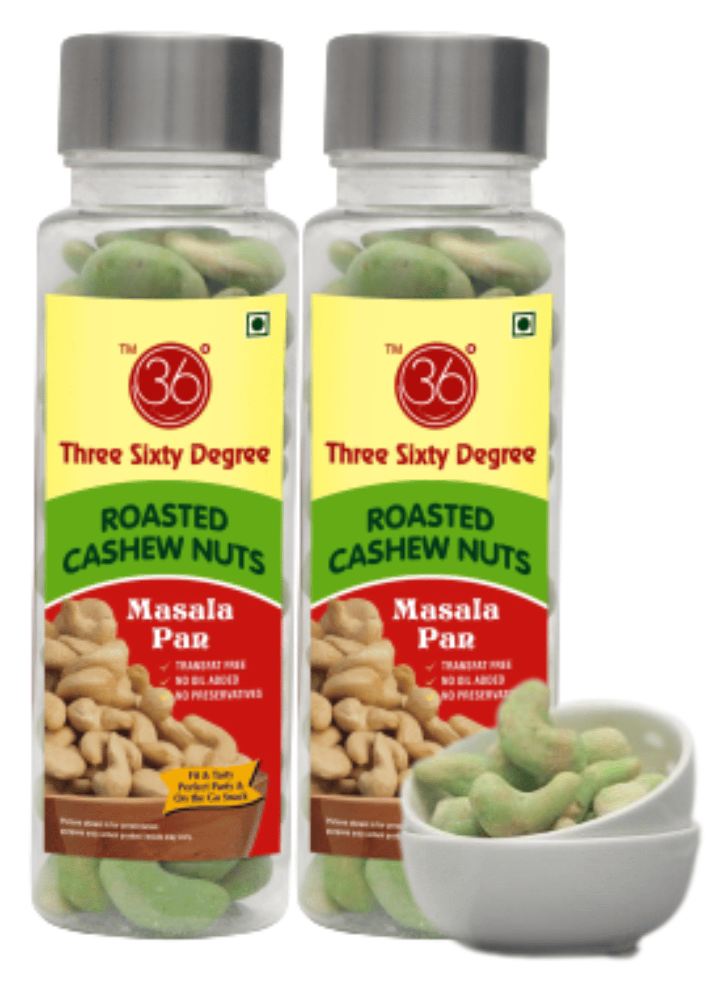 360 Degree Roasted Masala Paan Cashews Nuts Kaju, 200 Gms ( 2 x 100gms each)