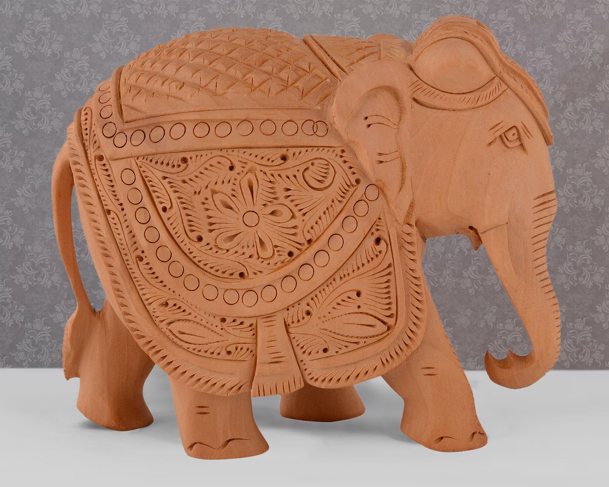 Tribes India Hand Carved Wooden Elephant 5 Inch