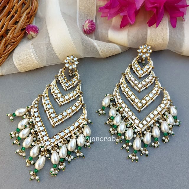 White 2025 kundan earrings