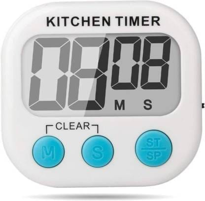 Digital Cooking Timer with Loud Alarm LCD Display and Retractable Stand- White Digital Kitchen Timer