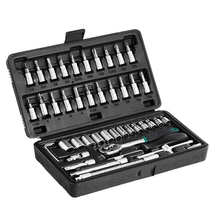 URBAN CREW 0452 -46PCSMETAL 1 / 4" SOCKET SET (BLACK, 46PCS)