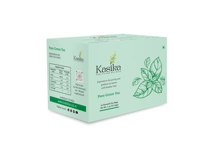 Kasika Pure Green Tea Leaves in Pyramid Tea Bags Crafted solely from natural green tea leaves, ensuring purity and authenticity.
