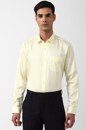 Men Yellow Regular Fit Formal Full Sleeves Formal Shirt